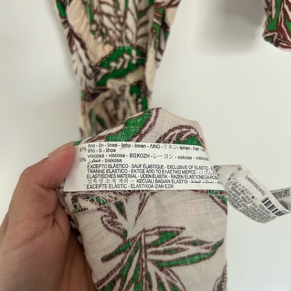 Zara Floral Leaf Print Linen Blend MIDI dress size small boho bloggers favorite - Picture 14 of 15
